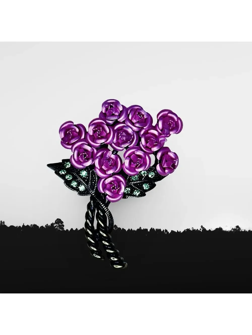 191. Purple Rose Enamel Brooch
